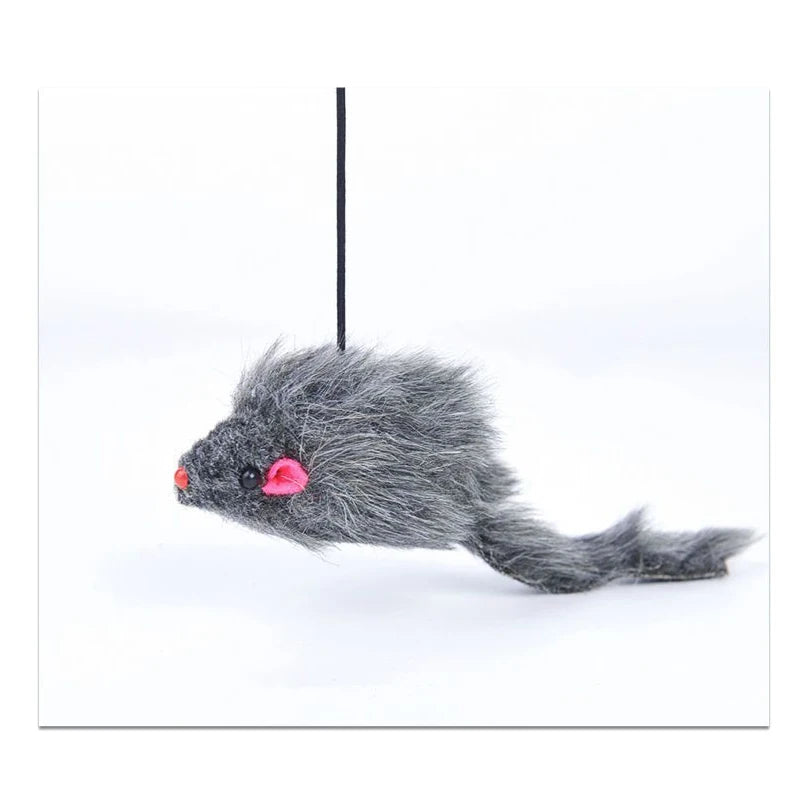 Juguete Ratón Interactivo para Gatos - Colgante con Plumas