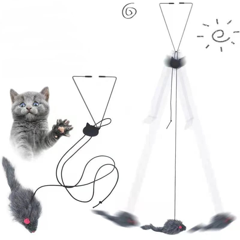 Juguete Ratón Interactivo para Gatos - Colgante con Plumas